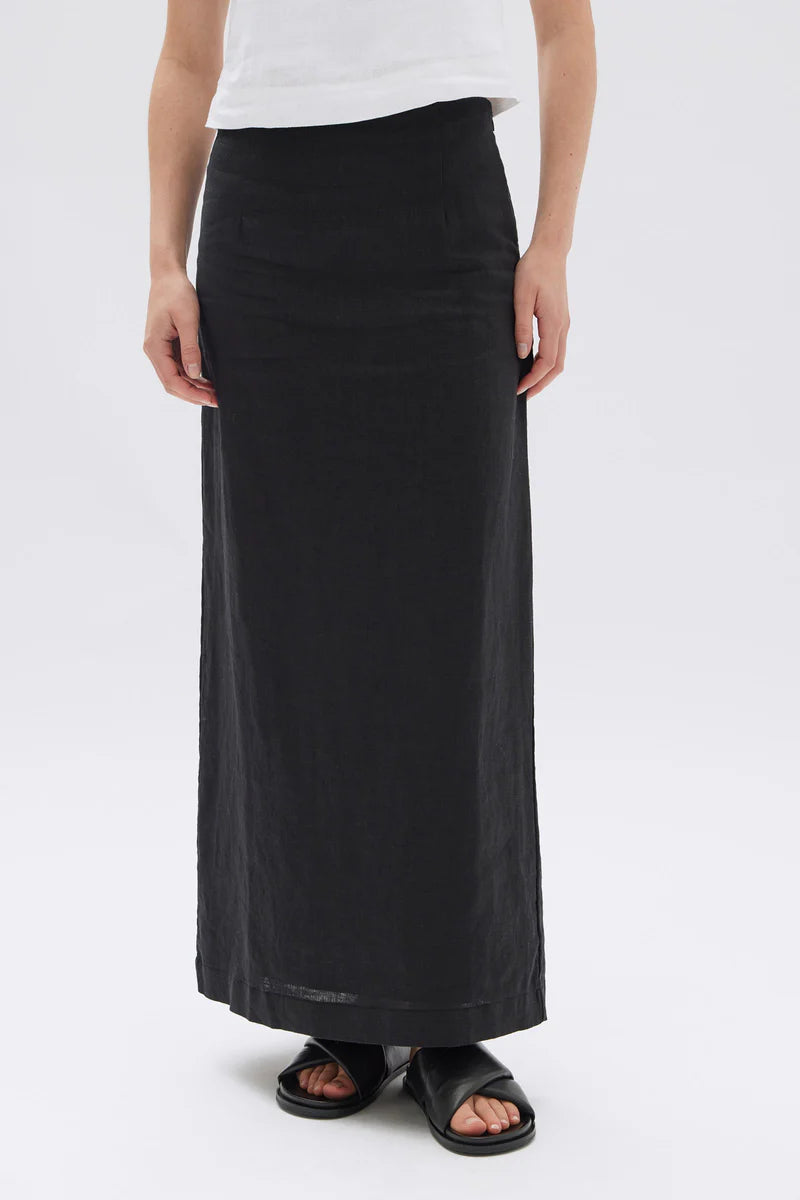 Solis Linen Maxi Skirt - Black