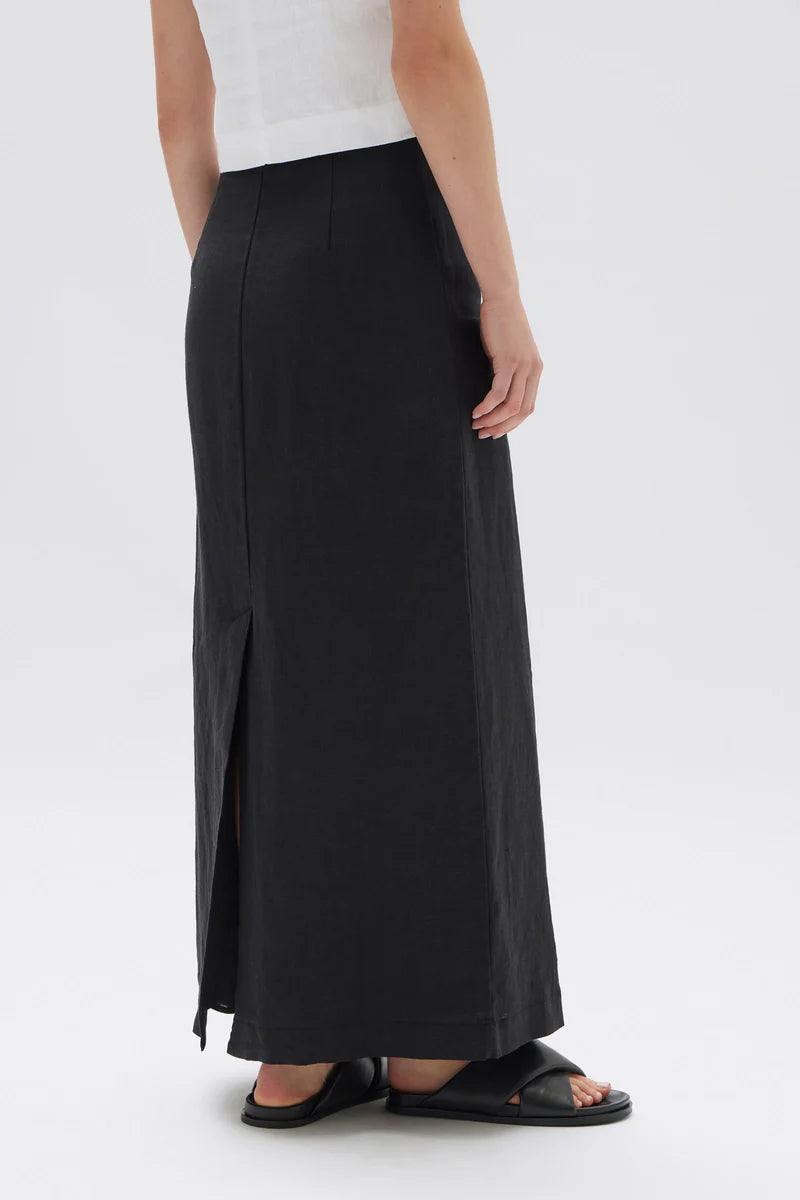 Solis Linen Maxi Skirt - Black