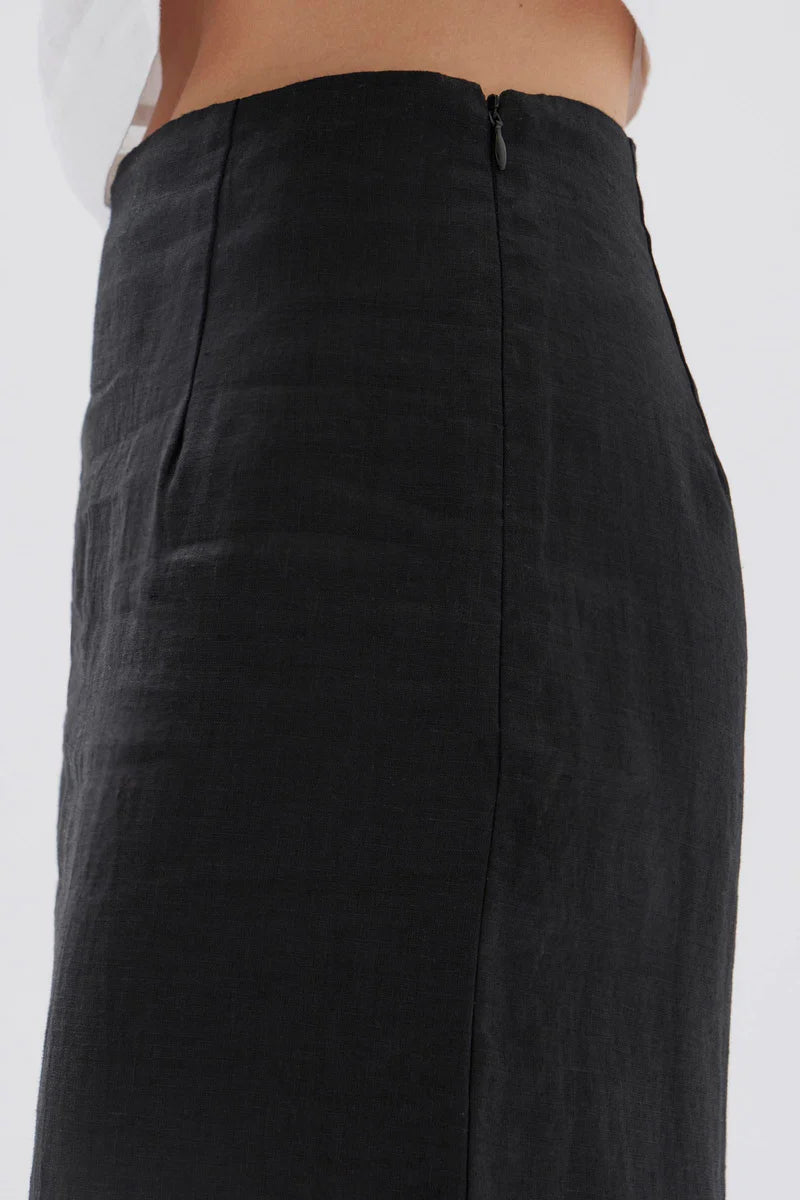 Solis Linen Maxi Skirt - Black