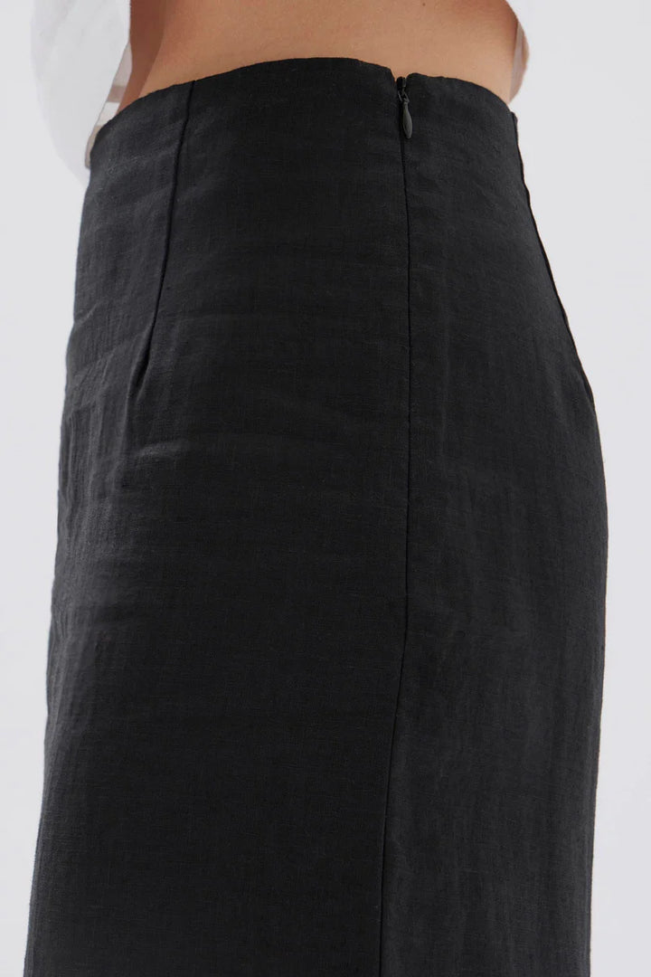 Solis Linen Maxi Skirt - Black