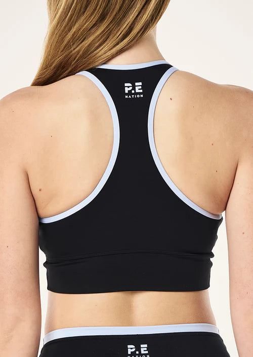 Vita Sports Bra - Black/Heather Blue
