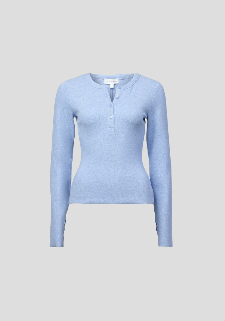 Clique Rib Henley - Tile Blue