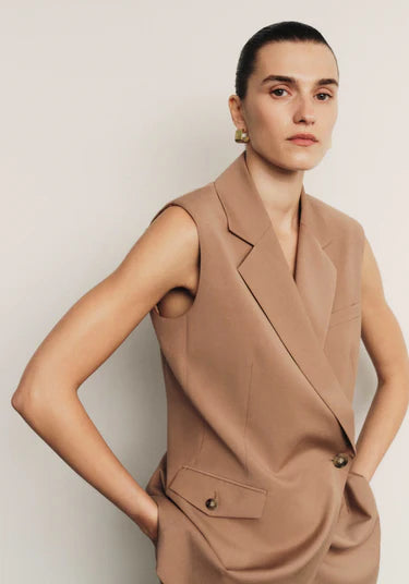 Destination Sleeveless Blazer - Cameo