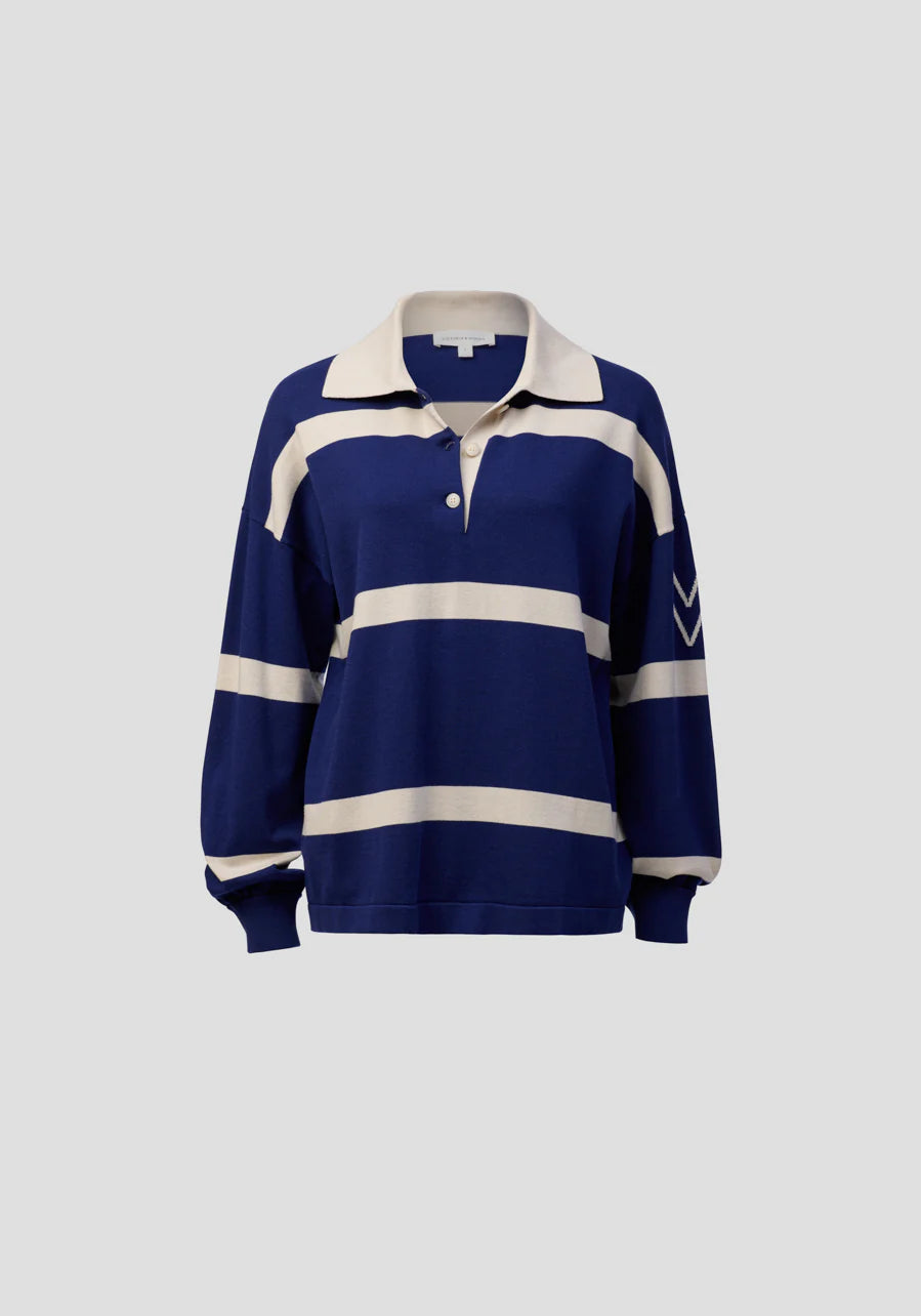 Rival Polo Knit - Faded Ink Stripe