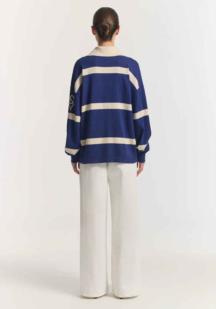 Rival Polo Knit - Faded Ink Stripe