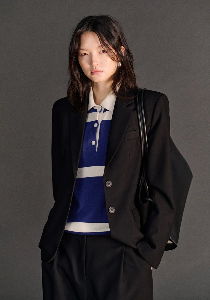 Rival Polo Knit - Faded Ink Stripe