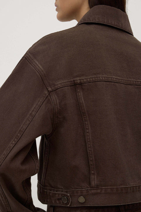 Cropped Denim Jacket - Dark Chocolate