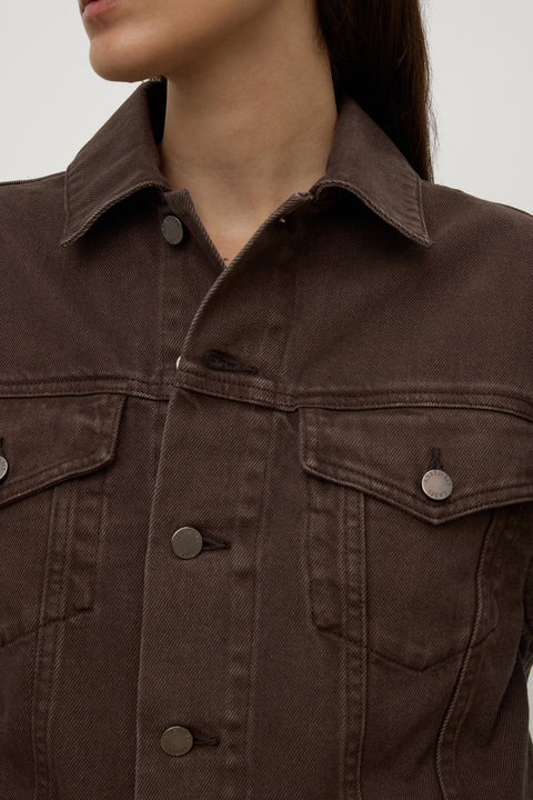 Cropped Denim Jacket - Dark Chocolate
