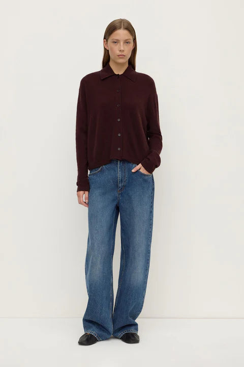 Wool Cashmere Knit Cardigan - Dark Merlot