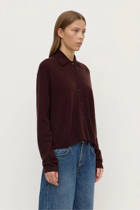 Wool Cashmere Knit Cardigan - Dark Merlot