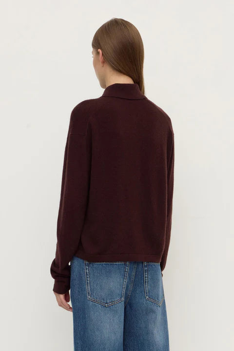 Wool Cashmere Knit Cardigan - Dark Merlot
