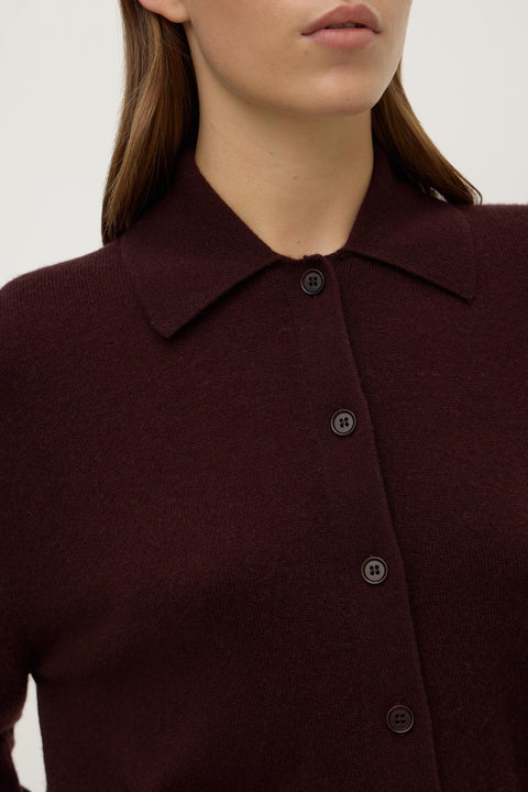 Wool Cashmere Knit Cardigan - Dark Merlot