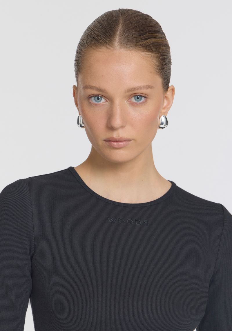 Woods Rib Long Sleeve Tee - Black
