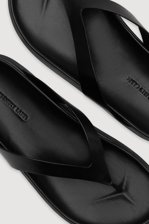 Mela Leather Thong - Black
