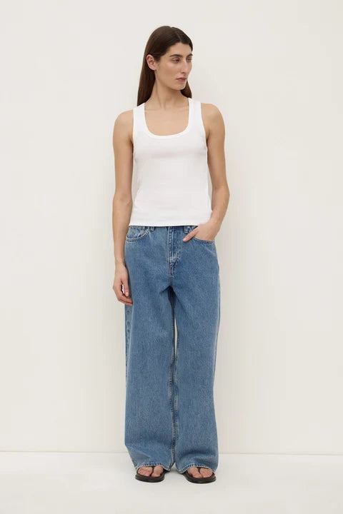 Robyn Scoop Neck Rib Tank - White