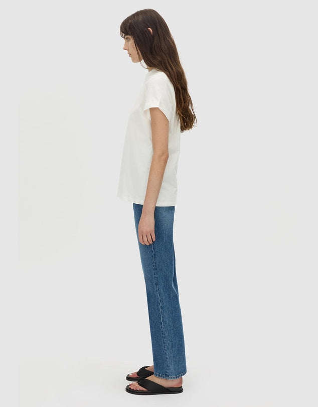 Birdie Embroidered Tee - Soft White/Red