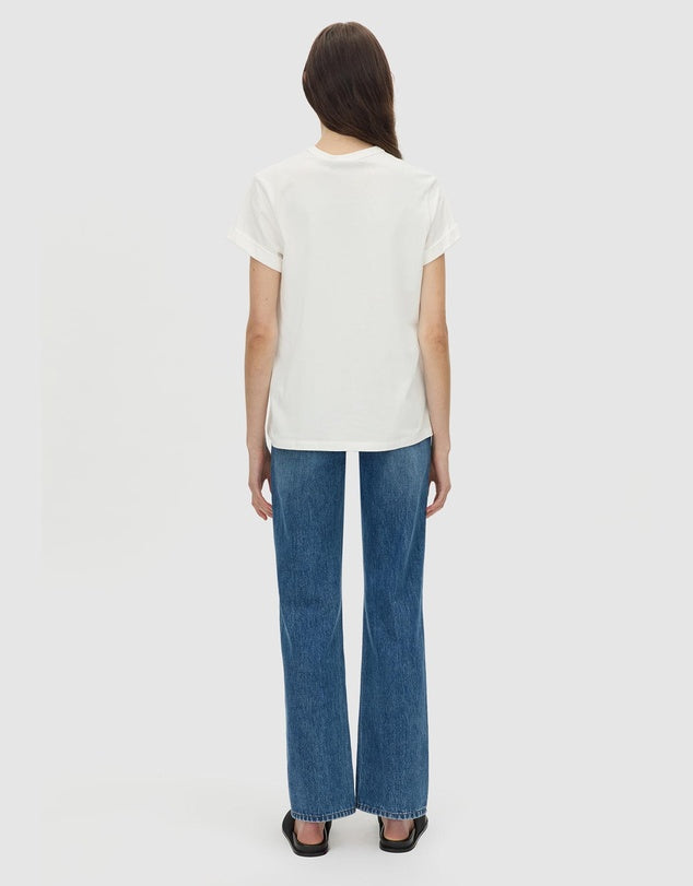 Birdie Embroidered Tee - Soft White/Red