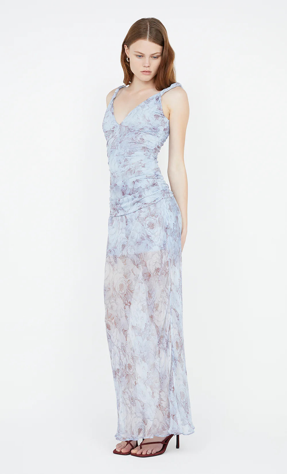 Danica V Neck Dress - Chambray Rose