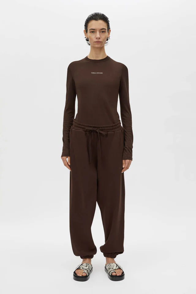 Park Long Sleeve Logo Top - Bitter Chocolate