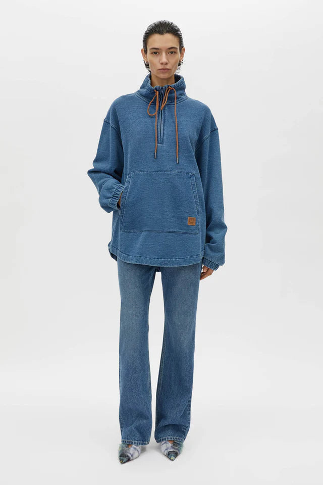 Meena Denim Fleece Pullover - Classic Blue