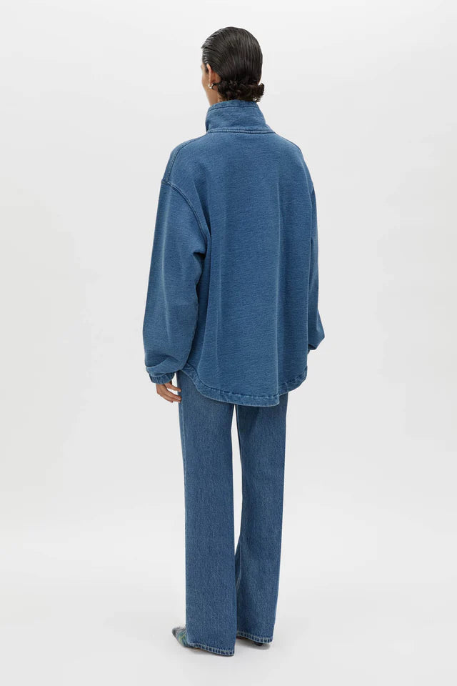 Meena Denim Fleece Pullover - Classic Blue