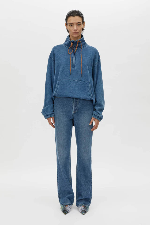Meena Denim Fleece Pullover - Classic Blue