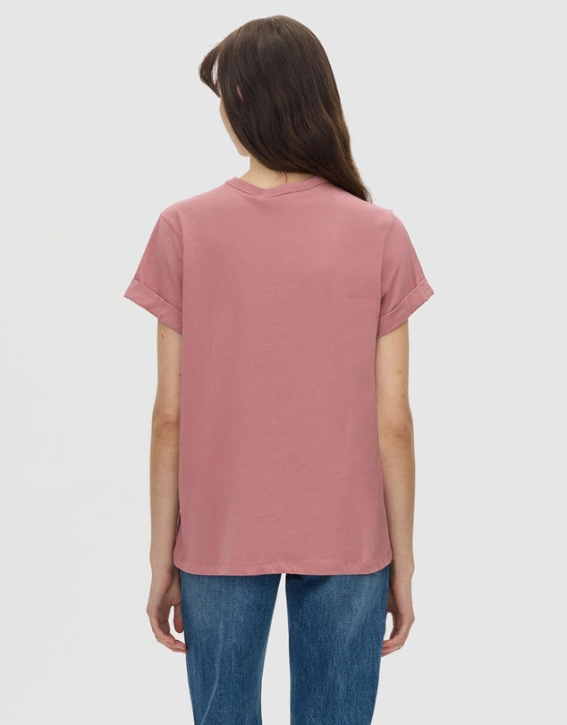 Birdie Embroidered Tee - Rose Pink