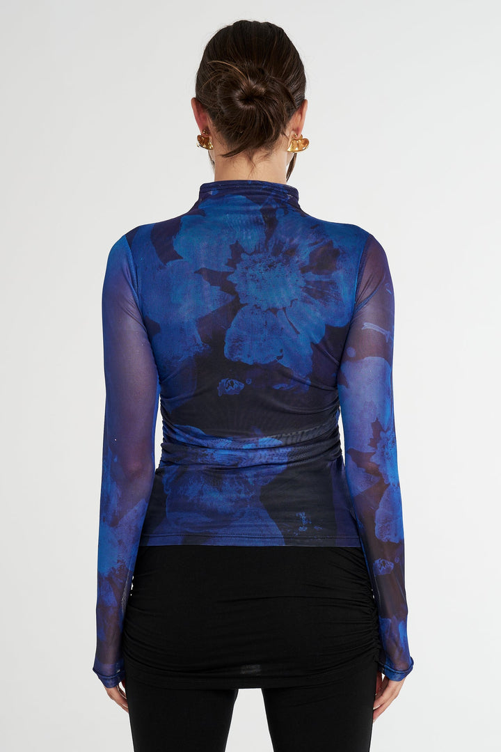 LS Ruched High Neck Top - Dark Lumen