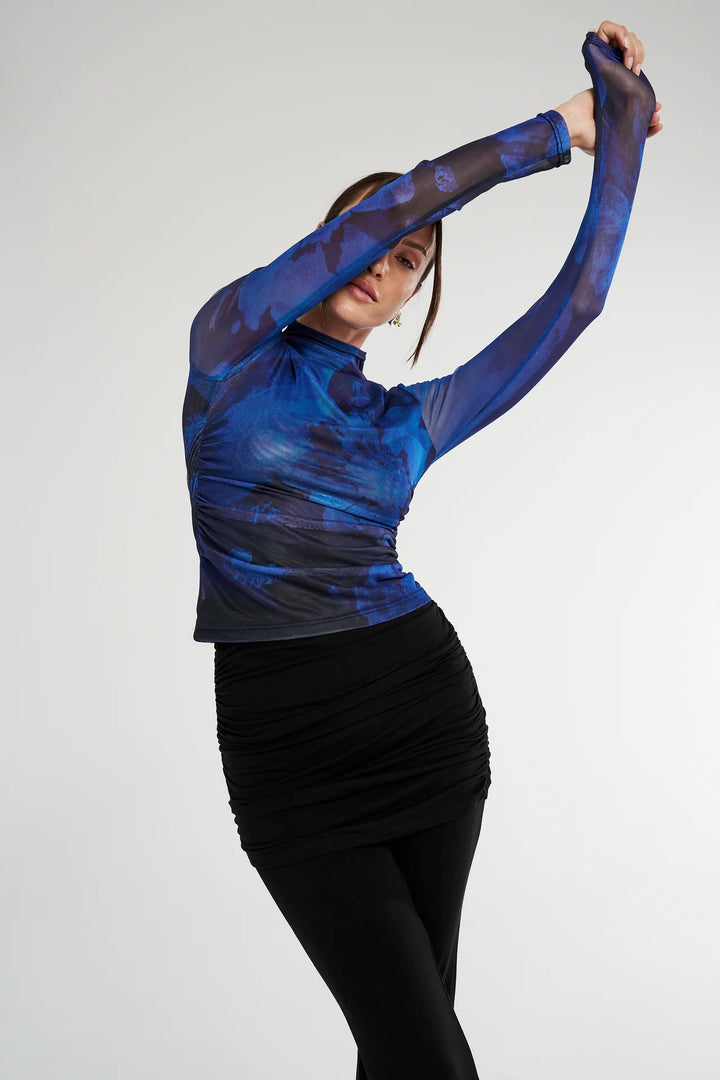 LS Ruched High Neck Top - Dark Lumen