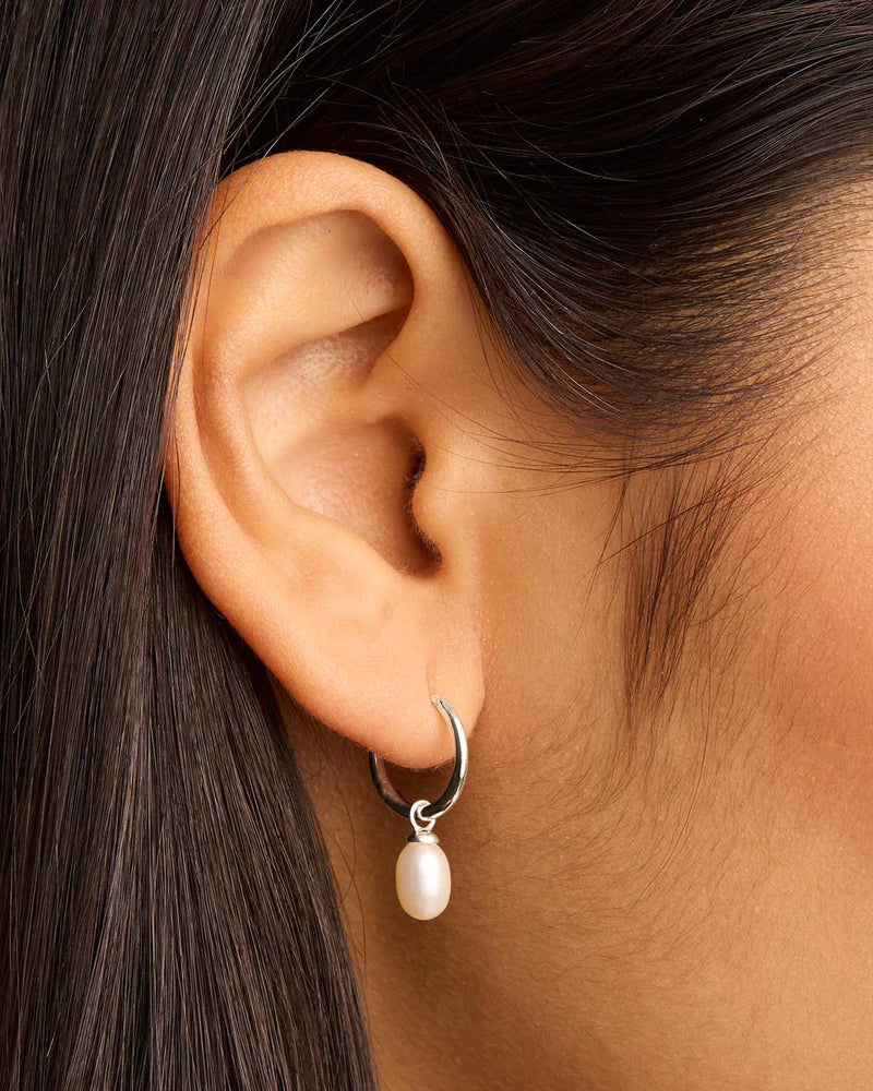 Live In Peace Pearl Hoop Earrings