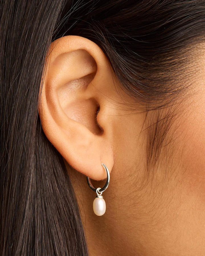 Live In Peace Pearl Hoop Earrings
