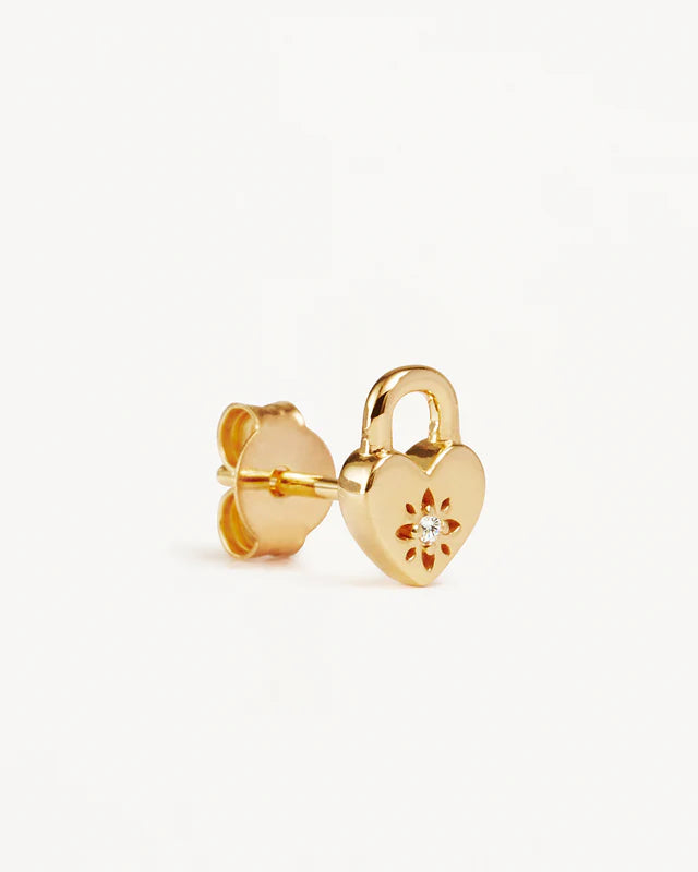 Crystal Lotus Heart Padlock Earrings