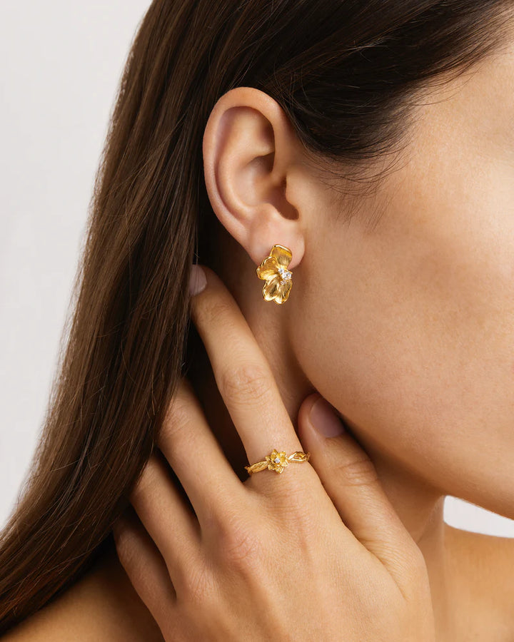 Serene Lotus Earring - 18k Gold Plated