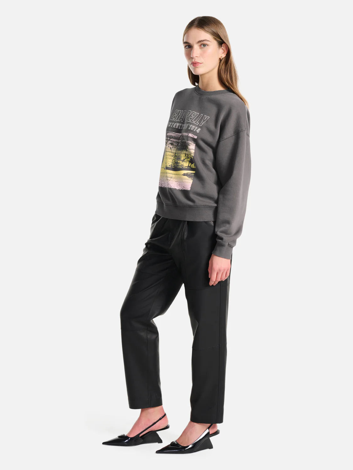 Palms Landscape Relaxed Sweater - Charcoal