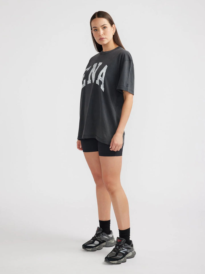 Jessie Oversized Collegiate Tee - Vintage Black