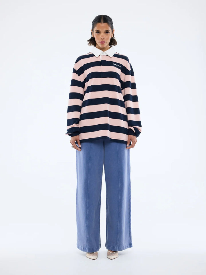 Hallie Rugby Top - Navy/Pink