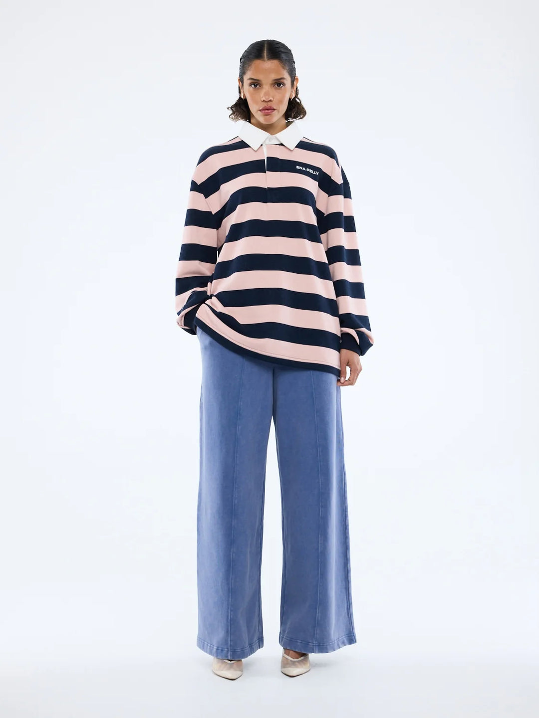 Hallie Rugby Top - Navy/Pink
