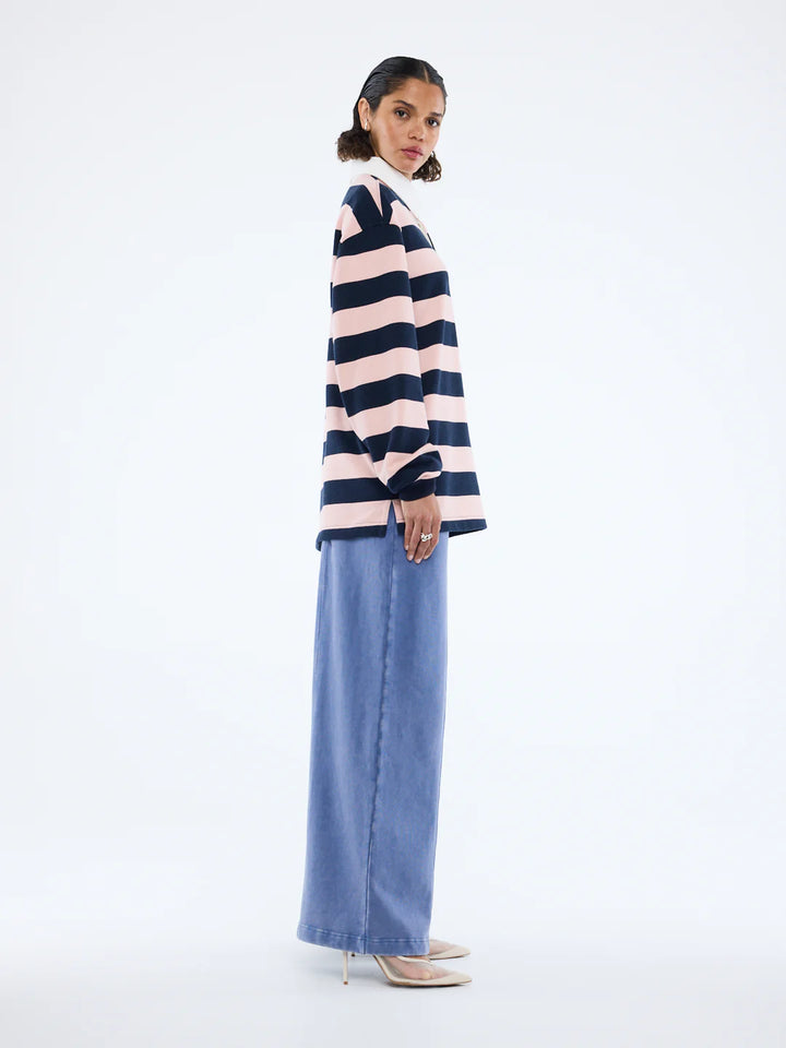 Hallie Rugby Top - Navy/Pink