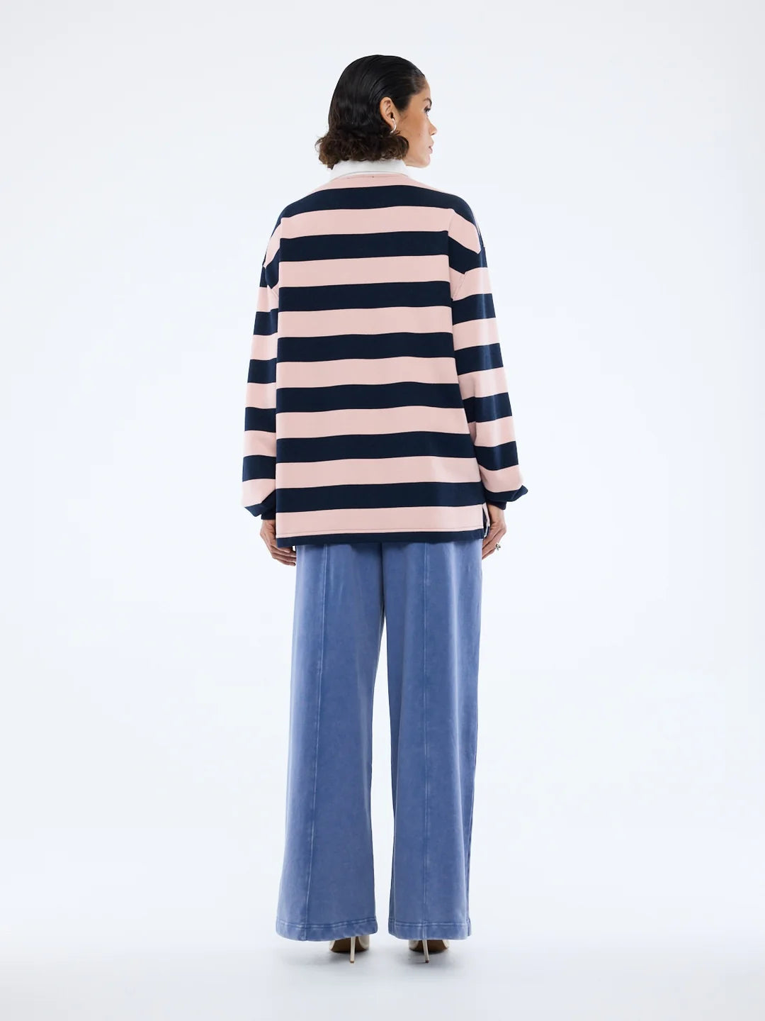 Hallie Rugby Top - Navy/Pink