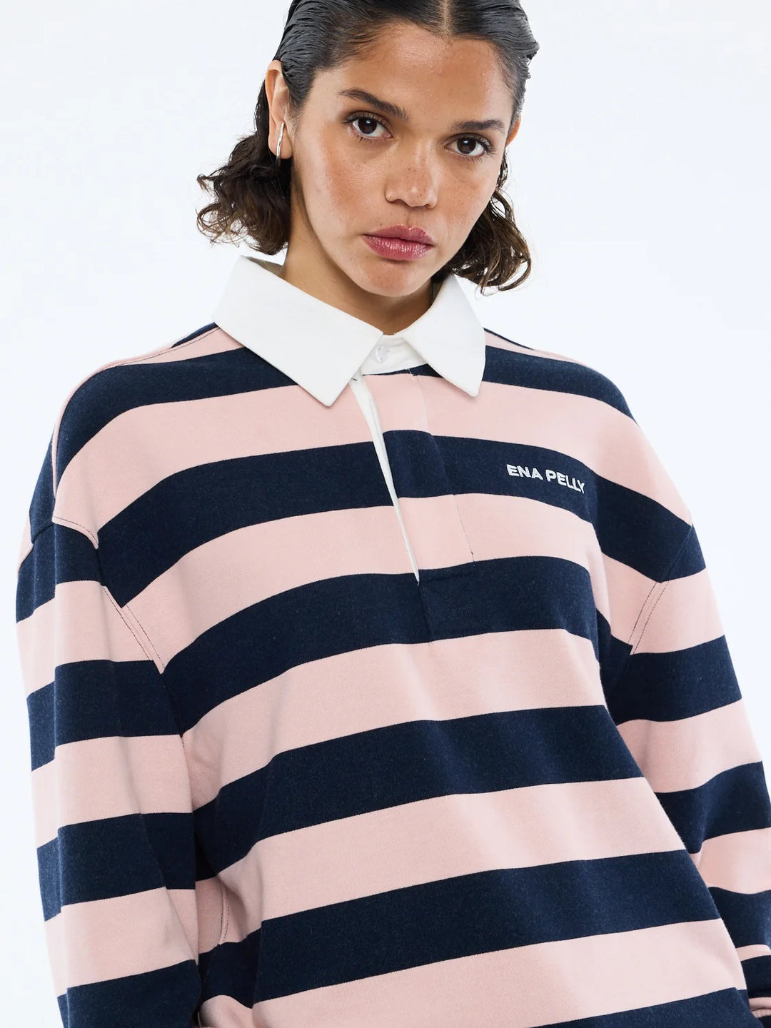 Hallie Rugby Top - Navy/Pink