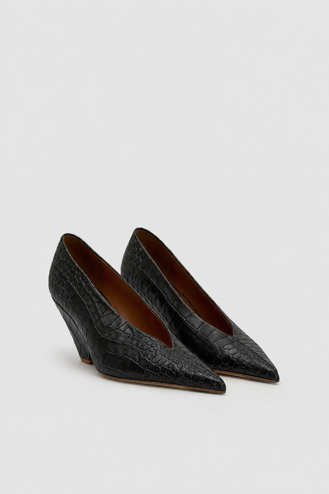 Rhys Croc Pump - Black