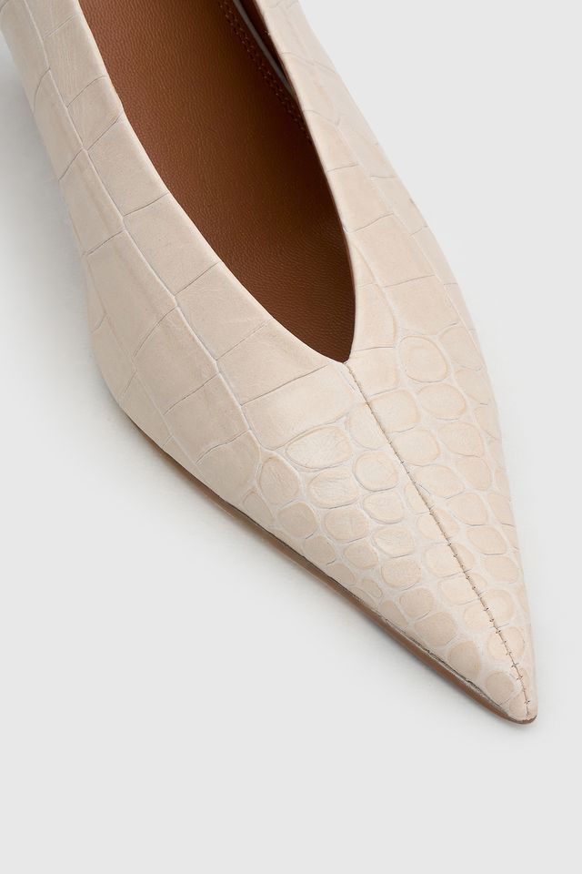 Rhys Croc Pump - Cream