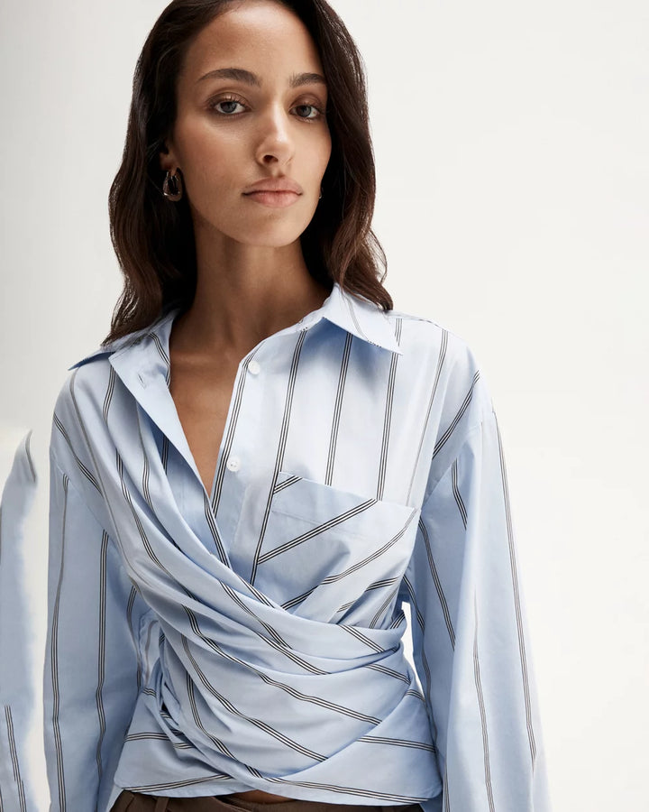Dominic Wrap Shirt - Blue Stripe