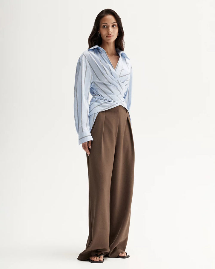 Dominic Wrap Shirt - Blue Stripe