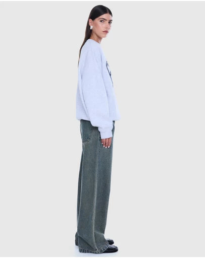 Mila Oversized Sweater - Mid Grey Marle/Ena Pelly
