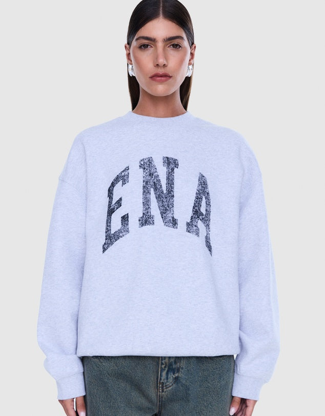 Mila Oversized Sweater - Mid Grey Marle/Ena Pelly
