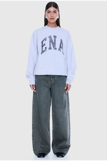 Mila Oversized Sweater - Mid Grey Marle/Ena Pelly