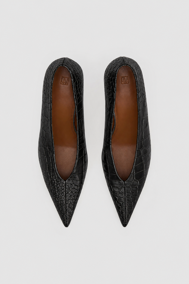 Rhys Croc Pump - Black