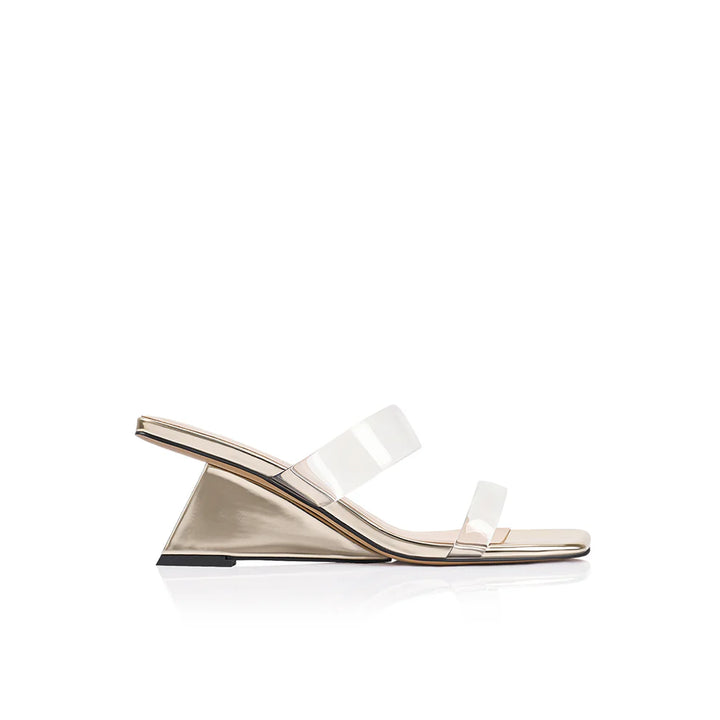 Bambi Wedge - Gold Metallic leather
