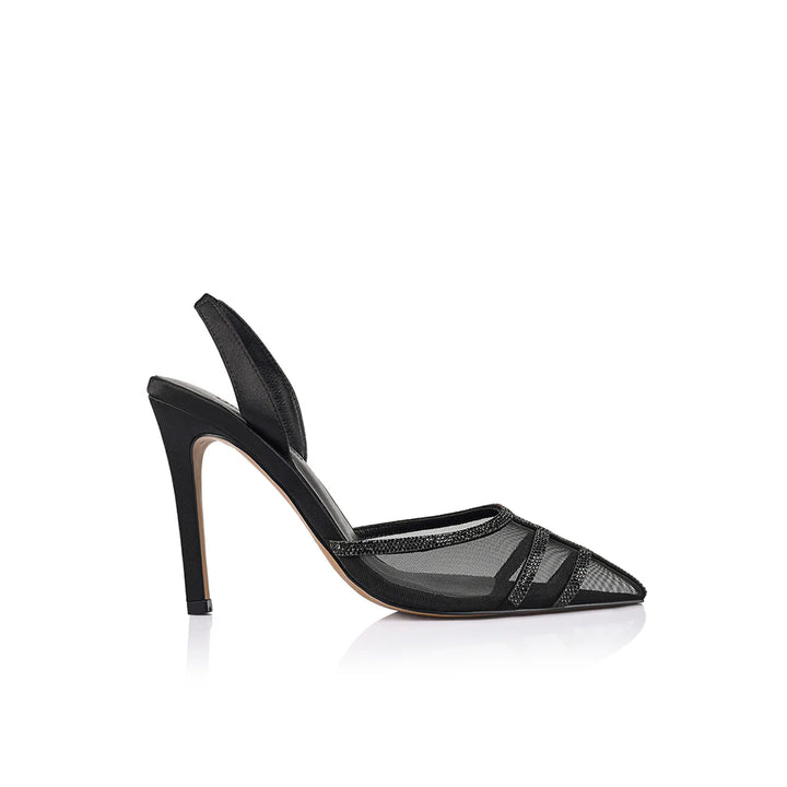Jade Heel - Black Satin